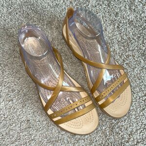 Crocs Isabella Jelly Strappy Sandals Gold Sz 10